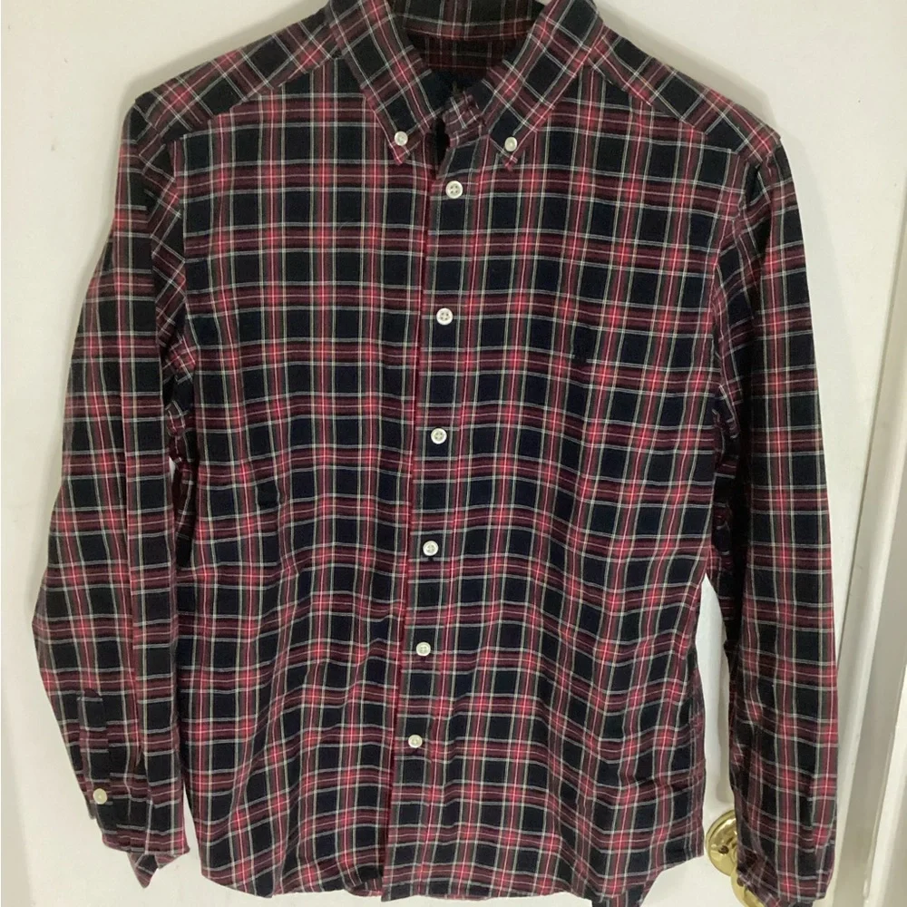 Ralph Lauren Boys Classic Fit red plaid button up size L (14-16)
